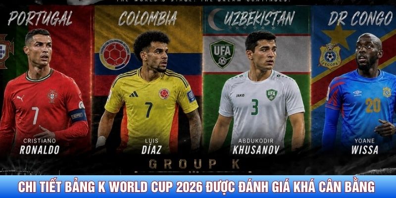 Chi tiết bảng K World Cup 2026 được đánh giá khá cân bằng